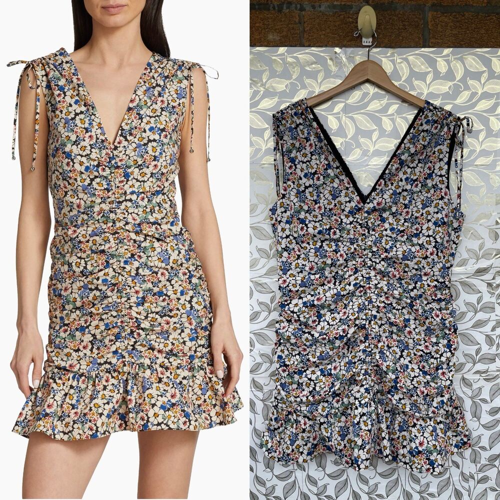 Veronica Bear Floral Ruched Bodycon Dress Size 16 Lagenlook Indie Sleaze